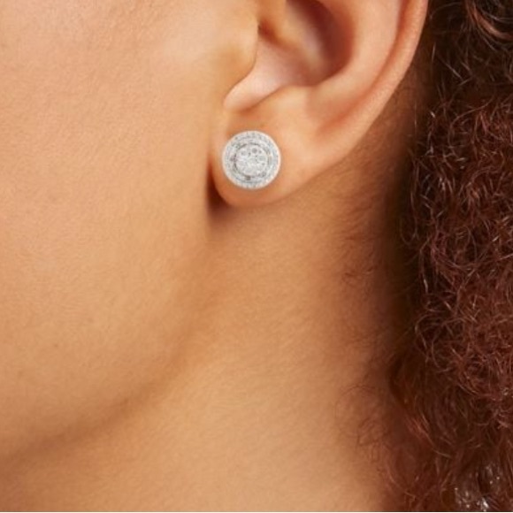 - .09 TCW Diamond & 925 sterling Silver stud earrings-EFFY ENY - Picture 12 of 17